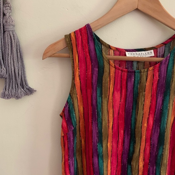 Vintage • striped rainbow tank top blouse fitted - Picture 3 of 6